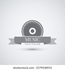 Old disc music logo design icon template