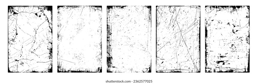 Old distressed grunge paper texture. Worn overlay urban distress scratched effect background. Ripped and crumpled pattern for poster or vinyl album cover, dirty, grainy vector mockup illustration.