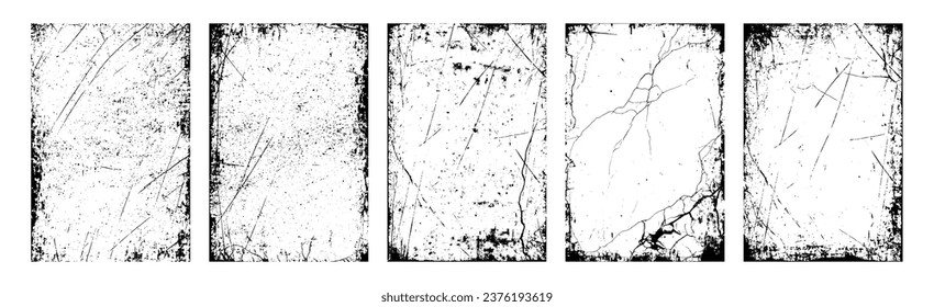 Old distressed grunge paper texture. Worn overlay urban distress scratched effect background. Ripped and crumpled pattern for poster or vinyl album cover, dirty, grainy vector mockup illustration.