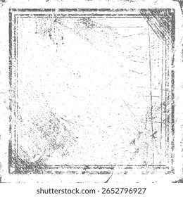 Old distressed square border with scratch lines. Grunge frame overlay with diagonal edge. Perfect for print, digital and retro art.