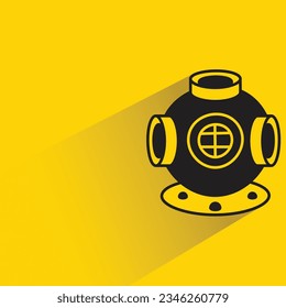 old diver mask with shadow on yellow background