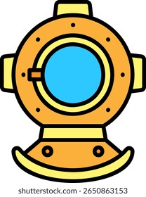 Old Diving Helmet Icon - Underwater Diving Concept