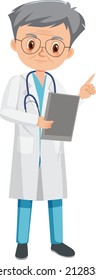 Old doctor cartoon character on white background illustration