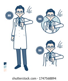 Old Doctor In A White Coat with Booing images.
It's vector art so it's easy to edit.
