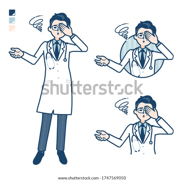 Image Vectorielle De Stock De Vieux Docteur En Manteau Blanc Avec 1747569050