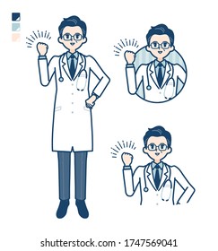 Old Doctor In A White Coat with fist pump images.
It's vector art so it's easy to edit.
