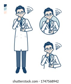 Old Doctor In A White Coat with Holding a smartphone and troubled images.
It's vector art so it's easy to edit.
