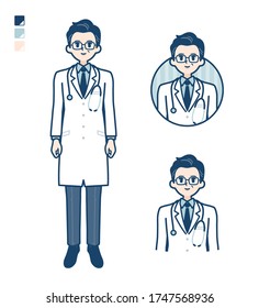 Old Doctor In A White Coat with Smiling images.
It's vector art so it's easy to edit.
