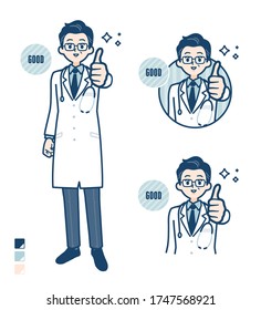 Old Doctor In A White Coat with Thumbs up images.
It's vector art so it's easy to edit.
