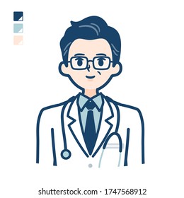 Old Doctor In A White Coat with upper body image.
It's vector art so it's easy to edit.
