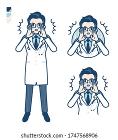 Old Doctor In A White Coat with Warned loudly images.
It's vector art so it's easy to edit.
