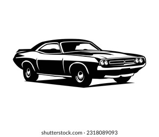 old dodge challenger car 1968 isolated side view white background. best for logos, badges, emblems, icons, available in eps 10.