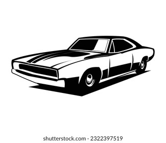 altes Dodge Herausforderer Auto 1968. Silhouette Vektordesign. einzelne Seite, weißer Hintergrund. Am besten für Logos, Abzeichen, Embleme, Symbole, verfügbar in eps10.