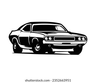 Old dodge super bee car. front view with style, legend car vector design. isolated white background view from side. best for logos, badges, emblems