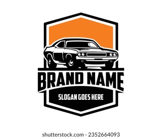 Old dodge super bee car. front view with style, legend car vector design. isolated white background showing from the side with a stunning view of the evening sky. Best for logo, badge, emblem, sticker