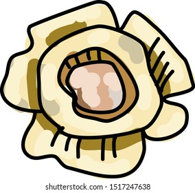 Old donut, illustration, vector on white background.