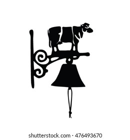 Old door bell with cow vector illustration
