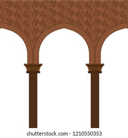 Old door and column vector drawing