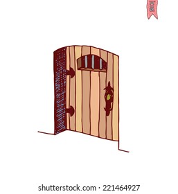 Old Door icon, isolated illustration vector.