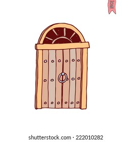 old Door icon, isolated illustration vector.