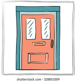 Old door icon, isolated illustration vector. Close up wooden door with simple design