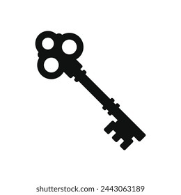 Old Door Key on White Background. Vector