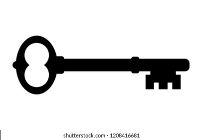 Old door key vector icon illustration isolated on white background