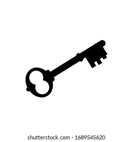 Old door key vector icon. illustration isolated on white background