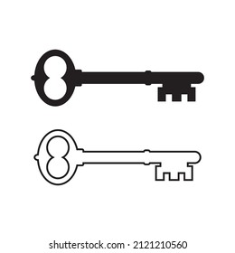 Old door key vector icon set illustration