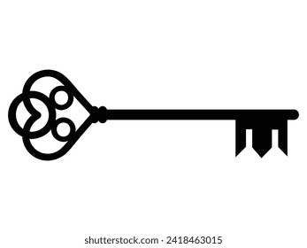 Old door key vector icon illustration isolated on white background