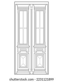 Old door  line vector art.  Old door isolated on white background. old door in line art style vector. for coloring book
