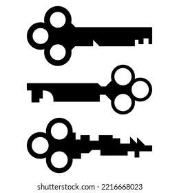 Old door lock vector icon illustration isolated on white background. Key icon set. Key vector icon. Key symbol