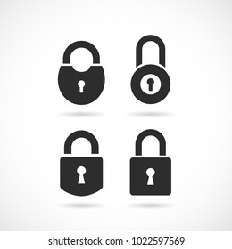 Old door padlock vector icon set isolated on white background