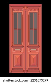 Vieja puerta vectorial de arte. Puerta antigua aislada en el fondo del fondo. puerta antigua en vector de estilo. para el libro de colores
