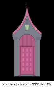 Vieja puerta vectorial de arte. Puerta antigua aislada en el fondo del fondo. puerta antigua en vector de estilo. para el libro de colores
