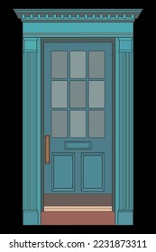 Old door vector art.  Old door isolated on bacl background. old door in style vector. for coloring book
