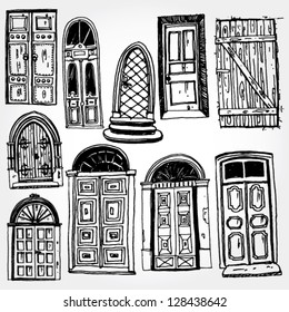 Old Doors Hand Drawn