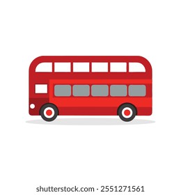 
Old double decker red bus isolated flat vector illustration white background.