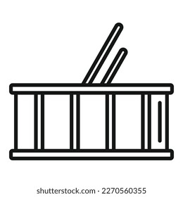 Old drum icon outline vector. Music instrument. Acoustic snare