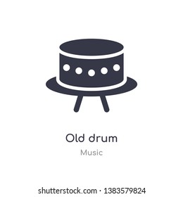 old drum outline icon. isolated line vector illustration from music collection. editable thin stroke old drum icon on white background