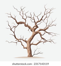 Old dry tree vector isolated on white