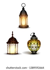 Old east lamp vector illustration pack set