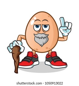 old egg mascot vector cartoon illustration