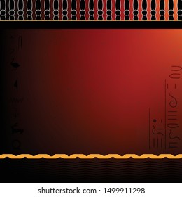 old Egiptian style background with hieroglyphs. vector poster template. Red color with ornament