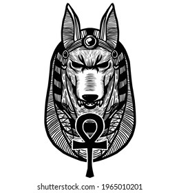 Old egypt god with symbol tattoo vector illustration