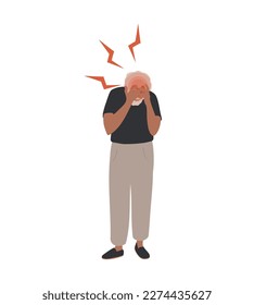 Old, elder Black Man suffering from headache.
Health Problem, Disease Symptoms and Unhealthy Body Sickness