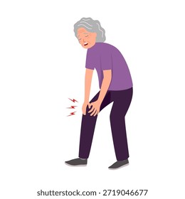 Old, elder Man suffering from knee pain. Health Problem, Disease Symptoms and Unhealthy Body Sickness