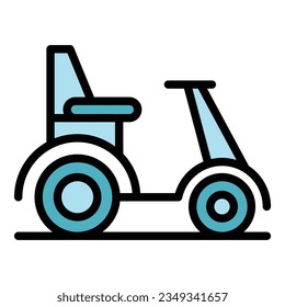 Old electric wheelchair icon outline vector. Motor vehicle. Chair mobility color flat