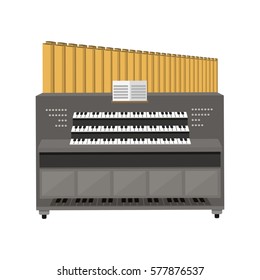 Old electronic piano organ vector illustration.