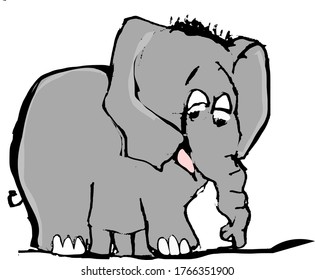 Old Elephant Looking Surprised Isolated Animal Cartoon Vector